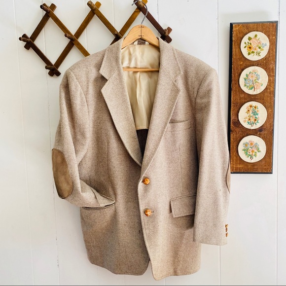 Vintage Other - Vintage Wool Herringbone Elbow Padded Blazer